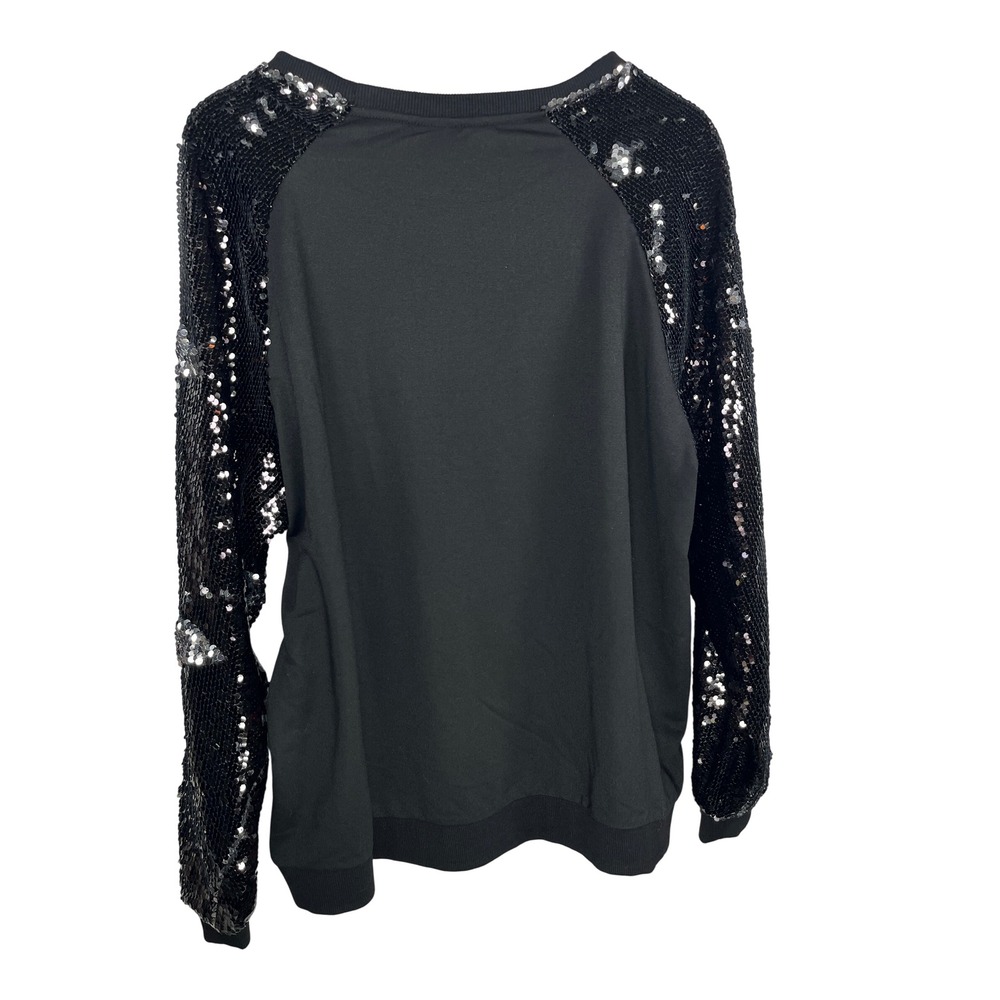 Harry Potter Deathly‎ Hallows Sweatshirt XXXL Black Sequin Sleeves Pullover - Picture 8 of 8